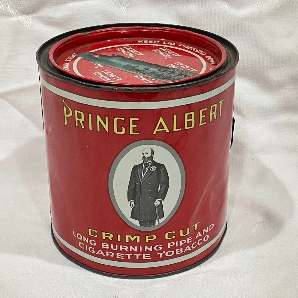 Prince Albert in a Can *Let Him Out!* Antique Tobacco Tin (Large Size)